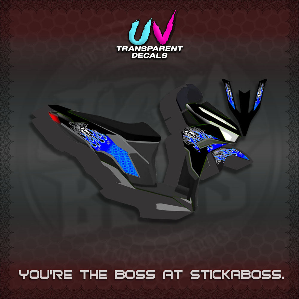 【PREMIUM UV PRINT】TRANSPARENT CLICK 125 V3  DECALS(ARAI API NEW TERBARU DESIGN)By STICKABOSS