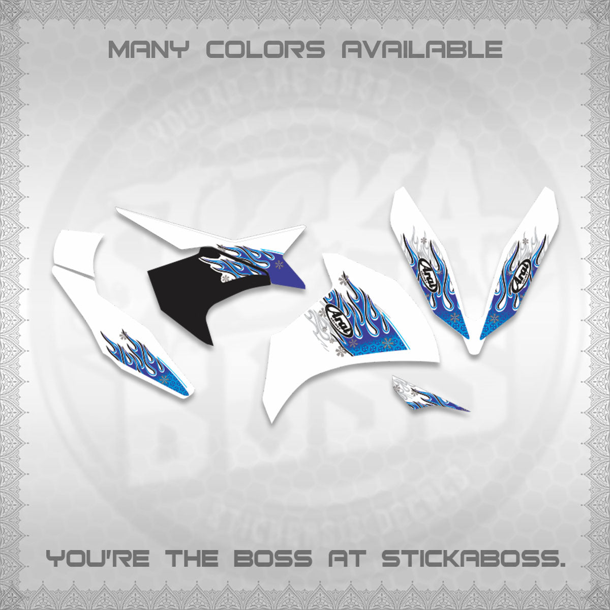AEROX V3 ALPHA TURBO FOR WHITE DECALS (MOTIF ARAI API NEW TERBARU)STICKER DECALS By STICKABOSS