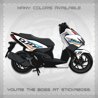 CLICK 160 STRIPING FOR WHITE DECALS (SPORTS RACE STRIPES 01) STICKER KITS BY STICKABOSS