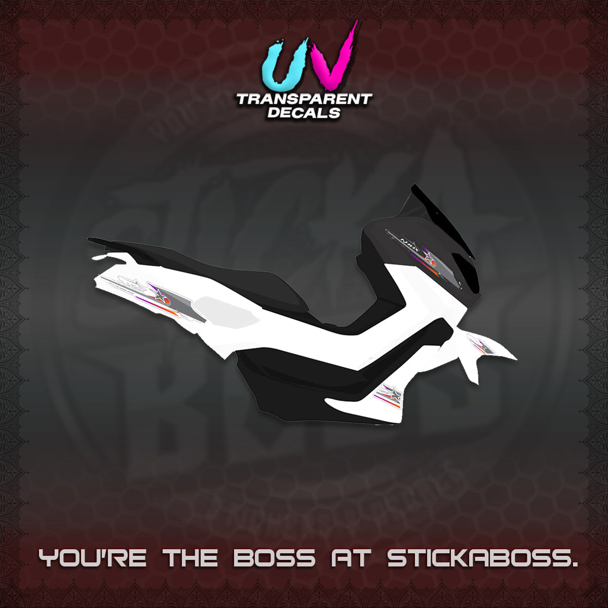 NMAX V1 THAI-INDO  UV TRANSPARENT DECALS (THMI 02 DESIGN)STICKER DECALS By STICKABOSS