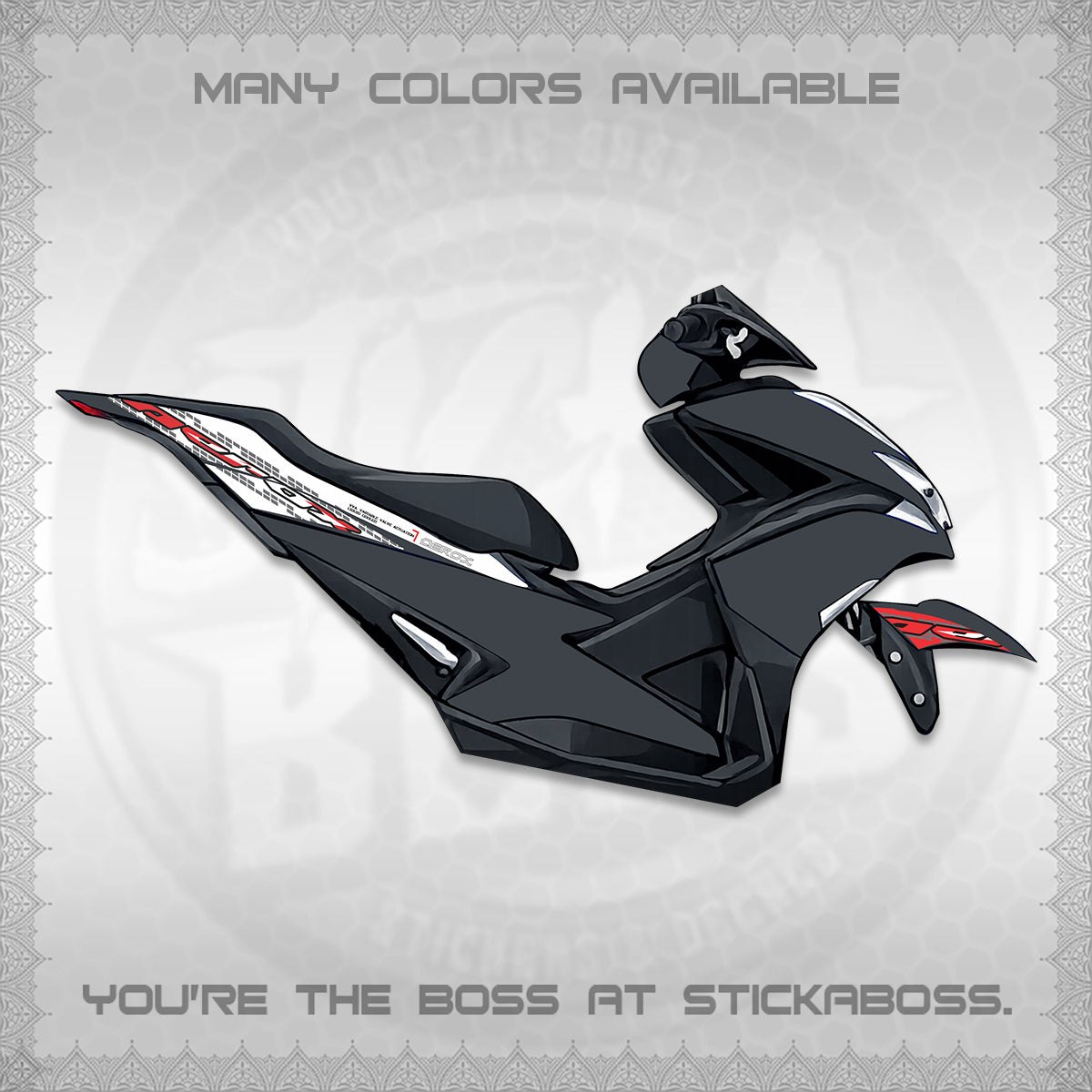 AEROX 155 V1 FOR WHITE DECALS (NEW 2026 VORTEX) STICKER KITS BY STICKABOSS