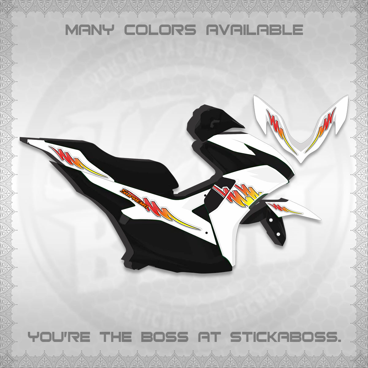 AEROX V2 FOR WHITE STRIPING DECALS (2 TONE PUTRA VIRDIAN)STICKER DECALS BY STICKABOSS