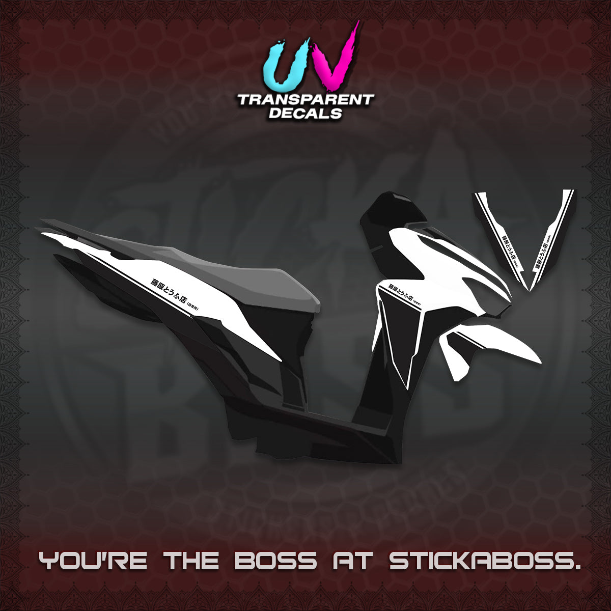 CLICK V2 UV TRANSPARENT DECALS (TRUENO STYLE DESIGN) STICKER KITS BY STICKABOSS