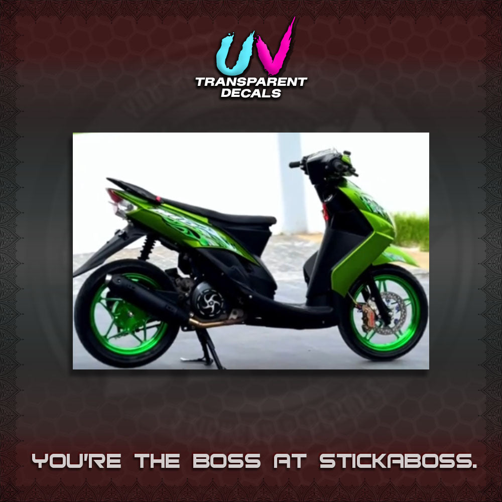 【PREMIUM UV PRINT】TRANSPARENT MIO 4  DECALS (FIRE CUSTOM 3 DESIGN)STICKER DECALS By STICKABOSS