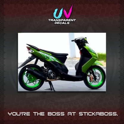 【PREMIUM UV PRINT】TRANSPARENT MIO 4  DECALS (FIRE CUSTOM 3 DESIGN)STICKER DECALS By STICKABOSS