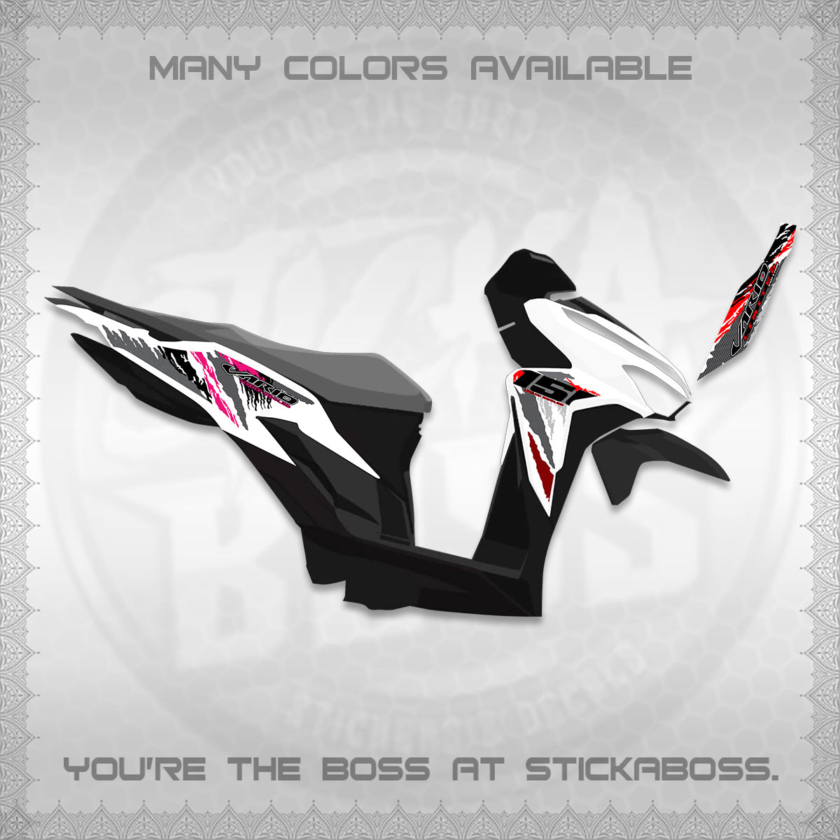 CLICK 150 V2 VARIO FOR WHITE DECALS (2022 SPECIAL SPLASH DESIGN) STICKER KITS BY STICKABOSS
