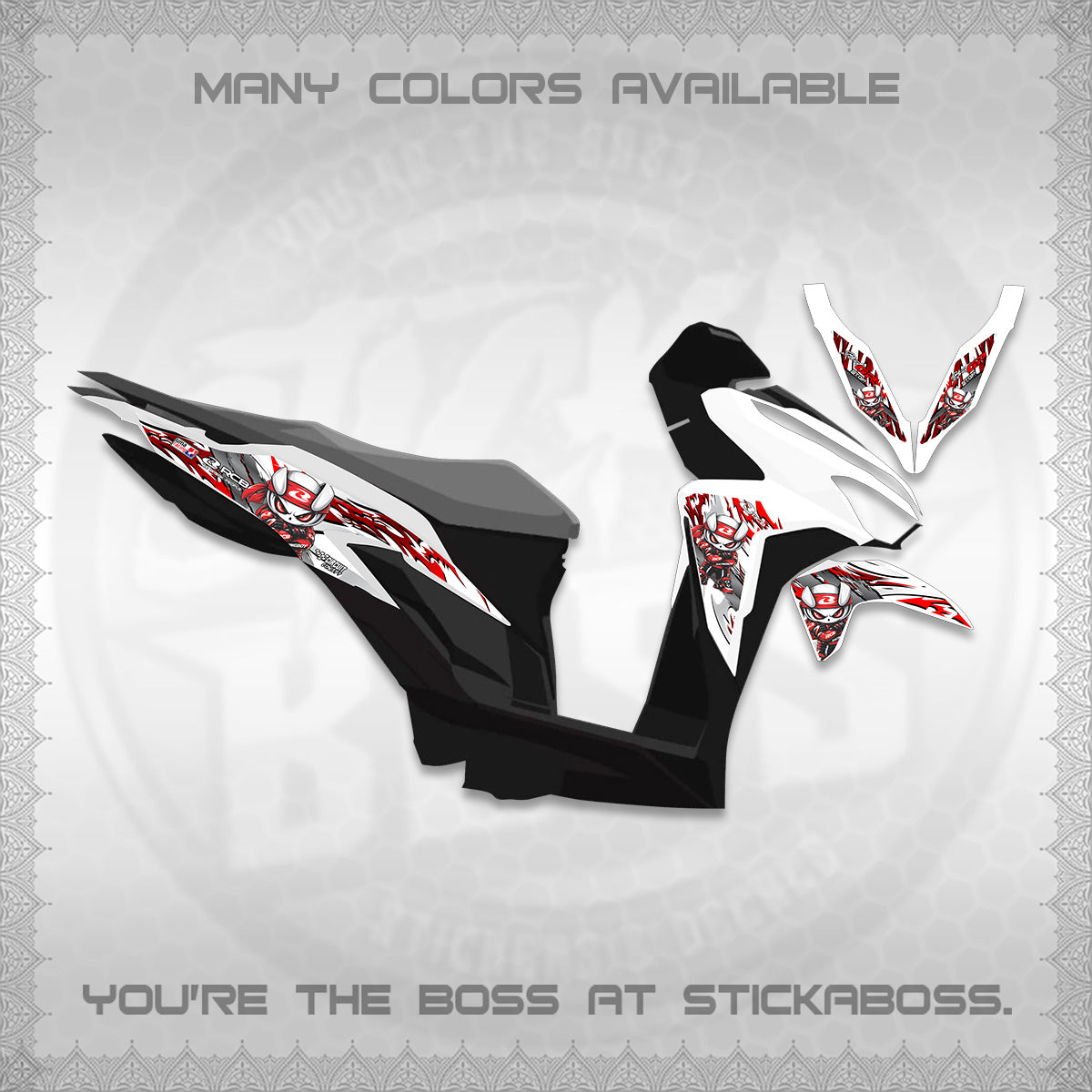 CLICK 125 V2 FOR WHITE DECALS (2026 NEW RCB 2.0 DESIGN) STICKER KITS BY STICKABOSS
