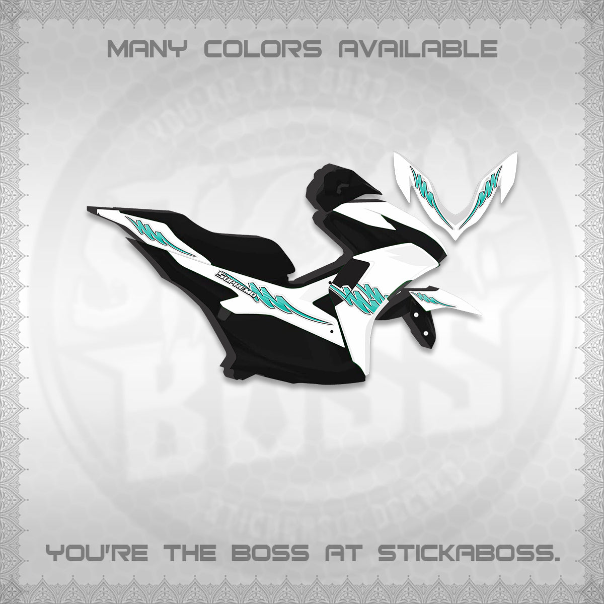 AEROX V2 FOR WHITE STRIPING DECALS (1 TONE PUTRA VIRDIAN)STICKER DECALS BY STICKABOSS