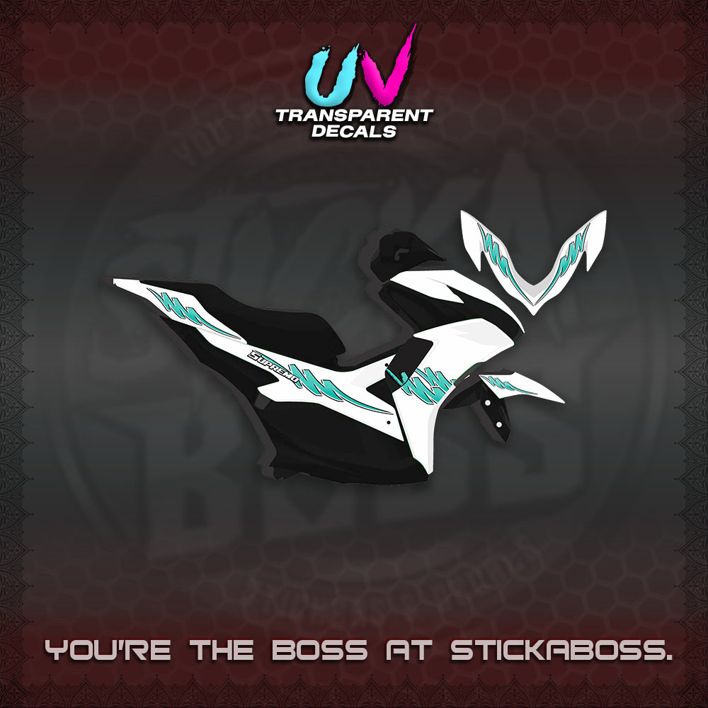 AEROX V2 UV TRANPARENT STRIPING DECALS (1 TONE PUTRA VIRDIAN)STICKER DECALS By STICKABOSS