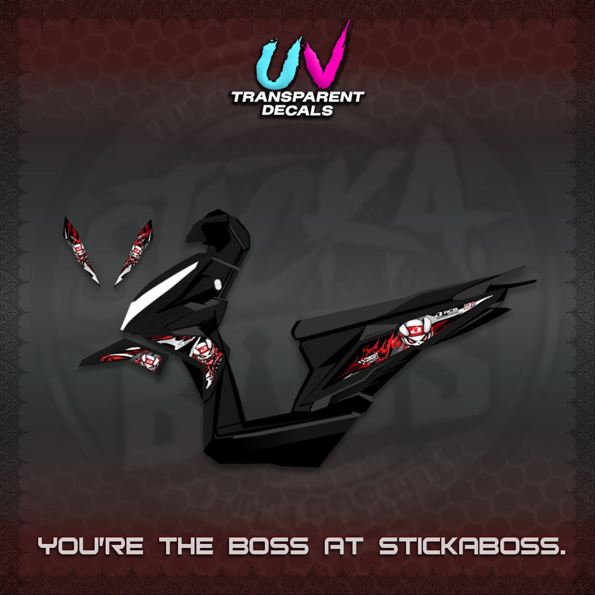 BEAT FI V2 UV TRANSPARENT DECALS (2026 NEW RCB 2.0 DESIGN) STICKER KITS BY STICKABOSS