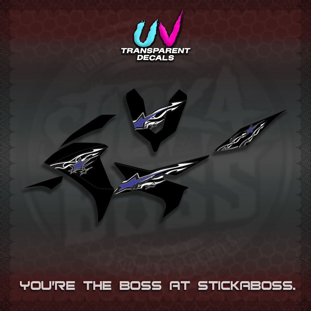 AEROX  V3 INDO UV TRANSPARENT DECALS(0005 RISING STAR)STICKER DECALS By STICKABOSS
