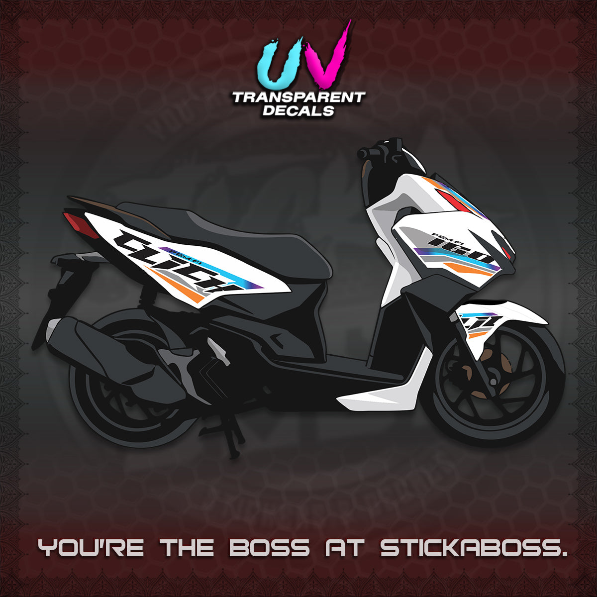 CLICK 160 STRIPING UV TRANSPARENT DECALS (SPORTS RACE STRIPES 01) STICKER KITS BY STICKABOSS