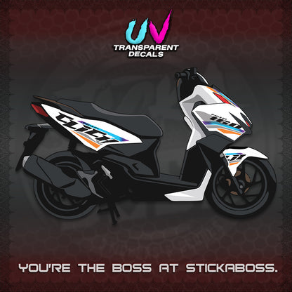 CLICK 160 STRIPING UV TRANSPARENT DECALS (SPORTS RACE STRIPES 01) STICKER KITS BY STICKABOSS