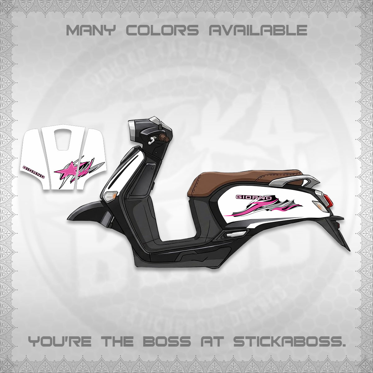 GIORNO 125 DECALS (2026 NEW TRIBAL FIRE NTN) STICKER DECALS BY STICKABOSS
