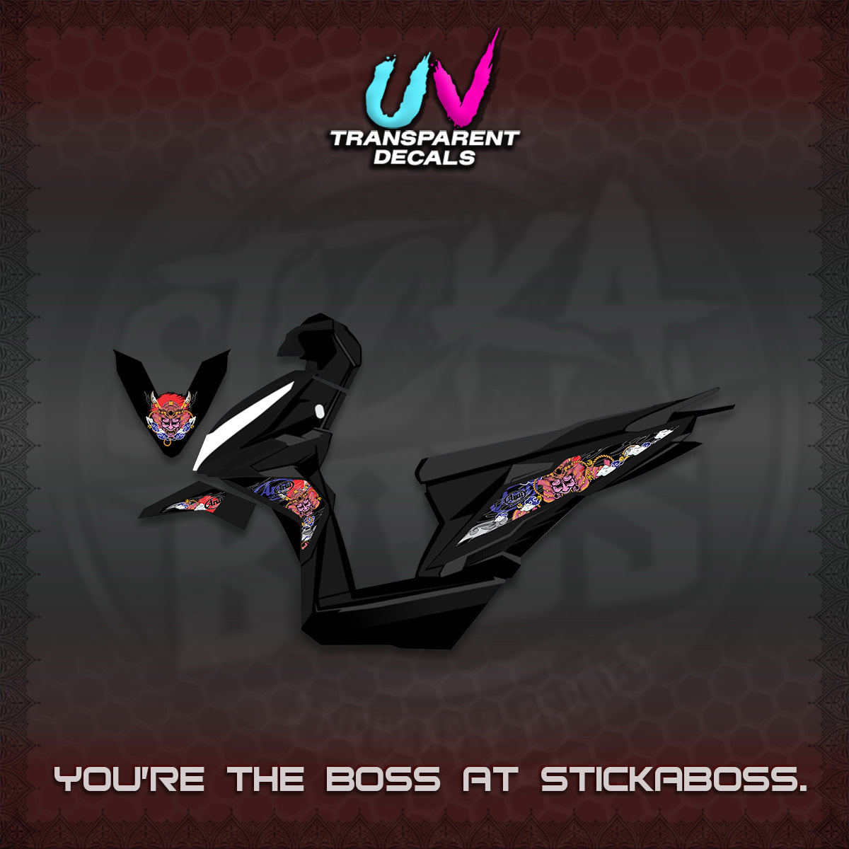 BEAT FI V2 INDO UV TRANSPARENT DECALS (2026 NEW SAMURAI MOTIF) STICKER KITS BY STICKABOSS