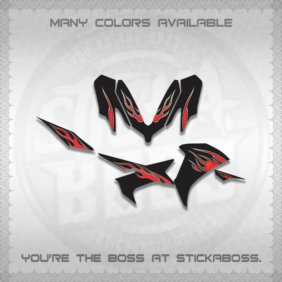 AEROX V3 ALPHA TURBO DECALS (2026 LED FIRE MOTIF)STICKER DECALS By STICKABOSS