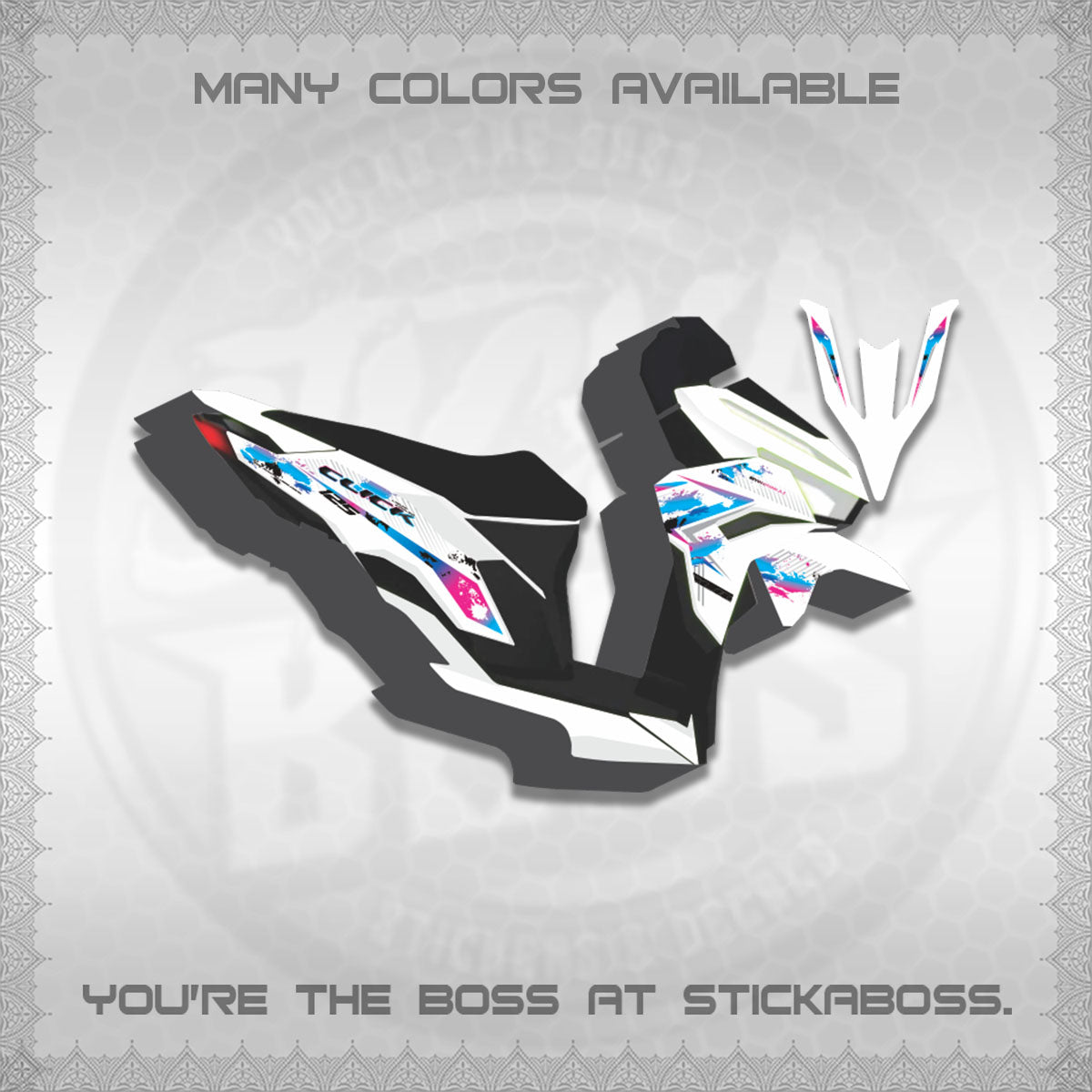 CLICK V3 MALAY FOR WHITE DECALS (HITAM STRIPING 03 MOTIF)STICKER DECALS By STICKABOSS
