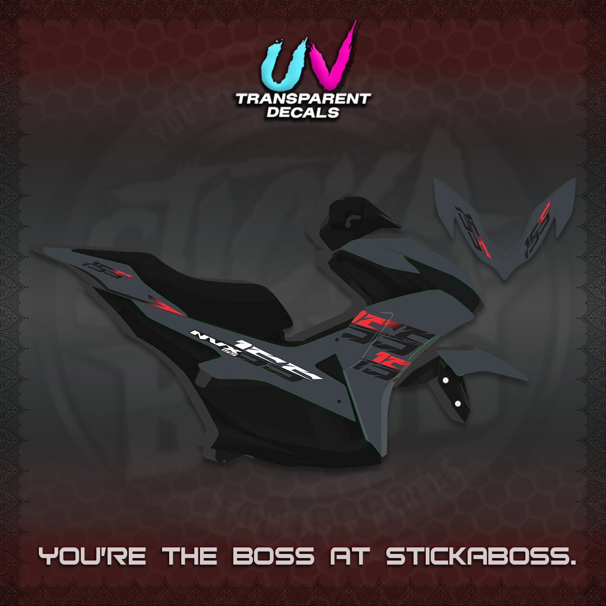 AEROX 155 V2 UV TRANSPARENT DECALS (2026 NVX VIETNAM) STICKER KITS BY STICKABOSS