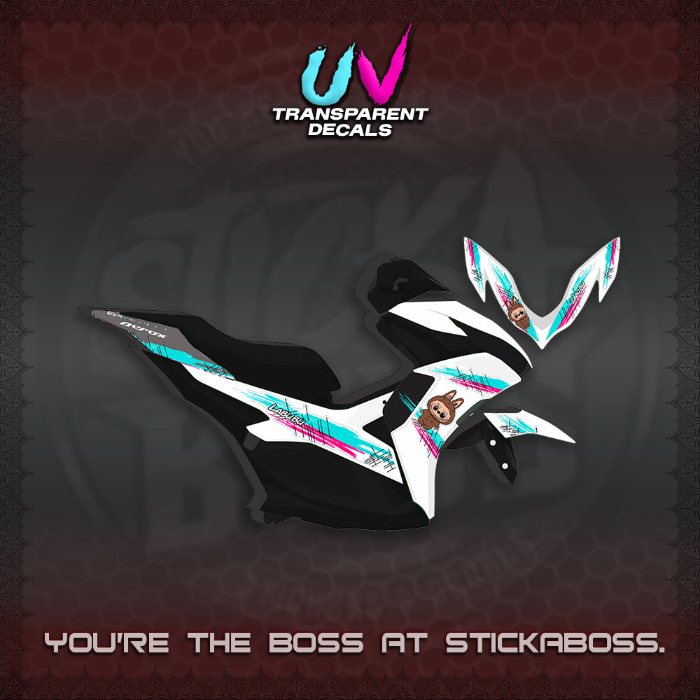 AEROX V2 UV TRANSPARENT DECAL(STUFF TOY 2 TONE)STICKER DECALS By STICKABOSS