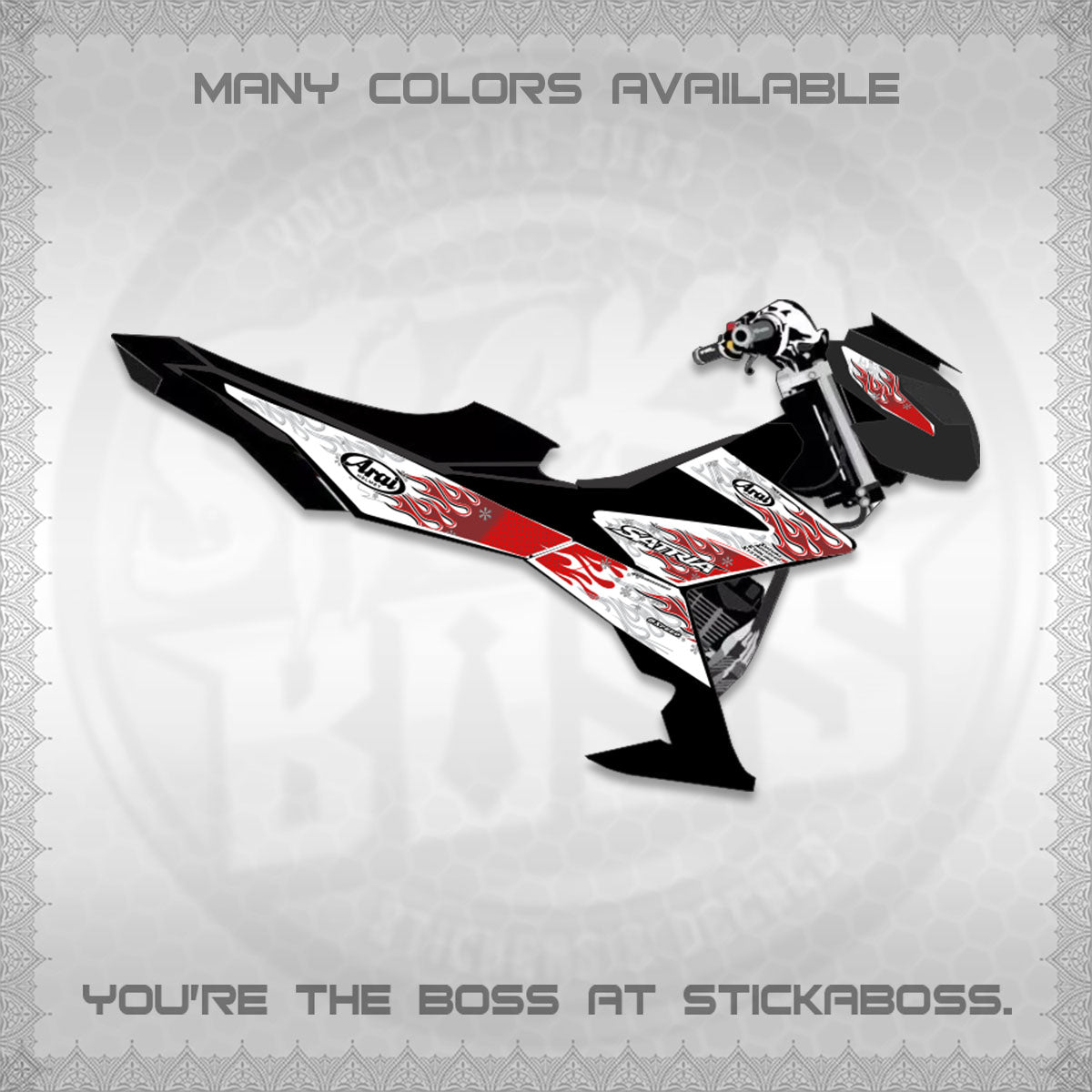 RAIDER 150 Fi FOR WHITE SATRIA DECALS(ARAI API NEW TERBARU VIRAL ELEGAN)STICKER DECALS By STICKABOSS