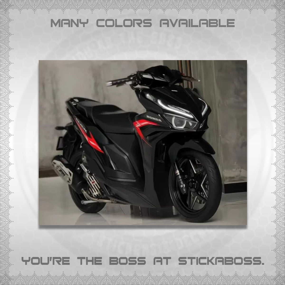 CLICK 125 V3 STOCK DECALS (NEW 2023 DESIGN)STICKER DECALS By STICKABOSS