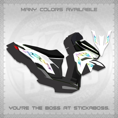 CLICK 125 V3 FOR WHITE DECALS (2026 TRIBAL LIGHTNING DESIGN) STICKER KITS BY STICKABOSS