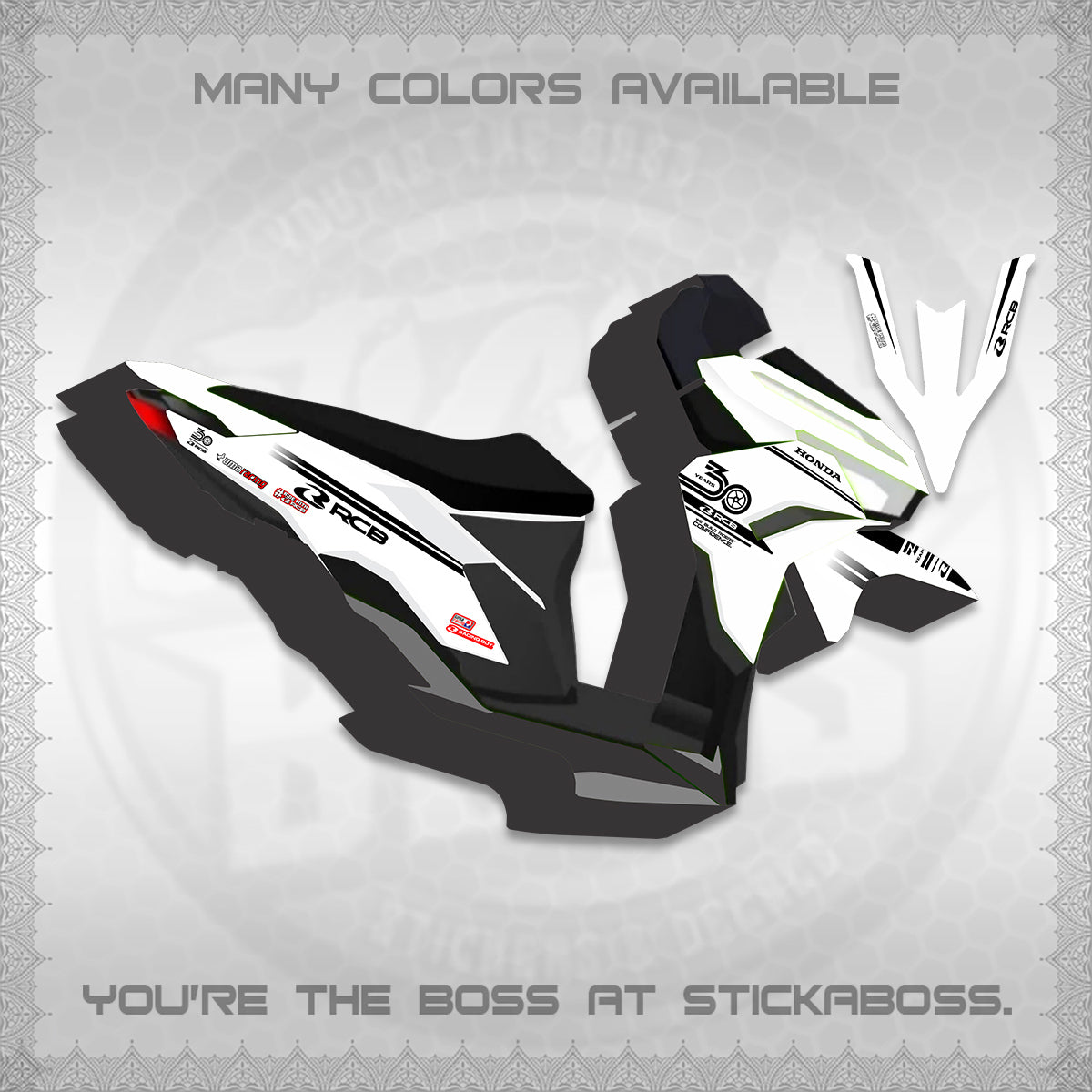 CLICK 125 V3 FOR WHITE DECALS (2026 30TH ANNIVERSARY RACING DESIGN)STICKER DECALS By STICKABOSS
