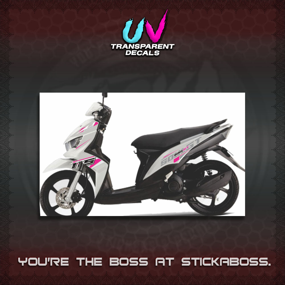 MIO SOUL I 115 GT INDO UV TRANSPARENT DECALS(0005 DESIGN)STICKER DECALS By STICKABOSS