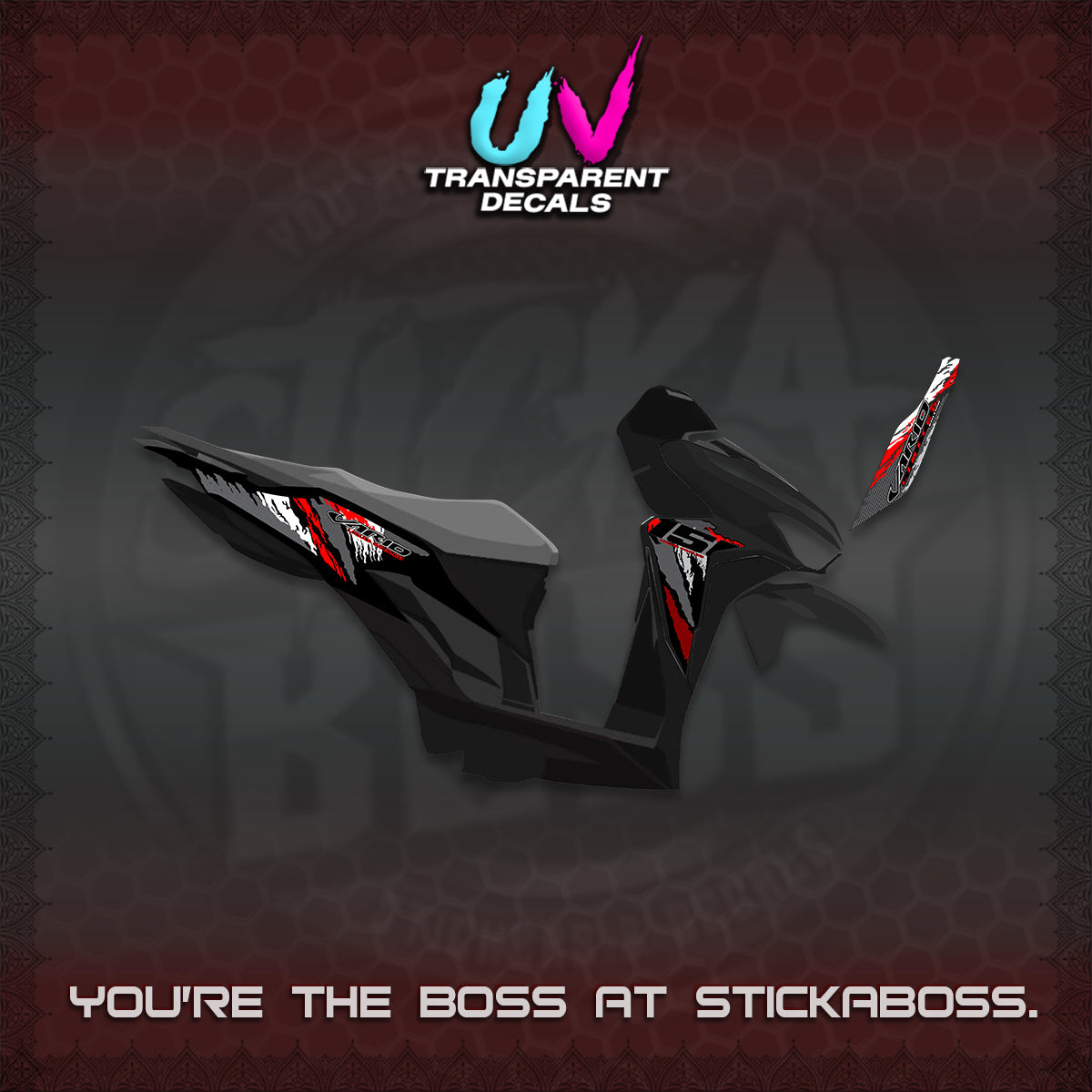 CLICK 150 V2 VARIO UV TRANSPARENT DECALS (2022 SPECIAL SPLASH DESIGN) STICKER KITS BY STICKABOSS