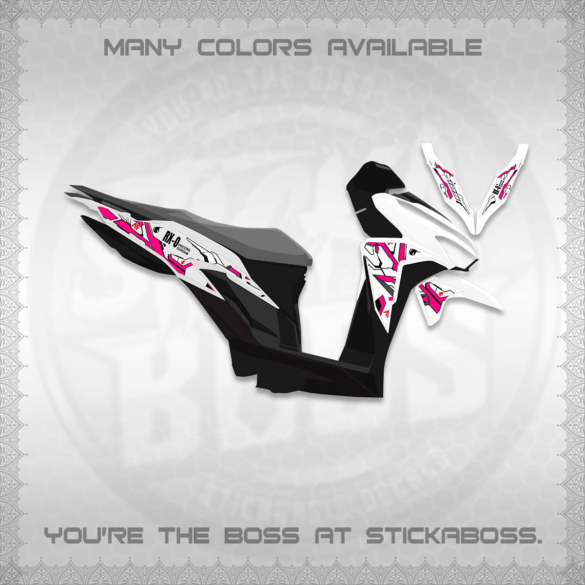 CLICK V2 FOR WHITE VARIO DECALS (RX-O UNICORN GD)STICKER DECALS By STICKABOSS