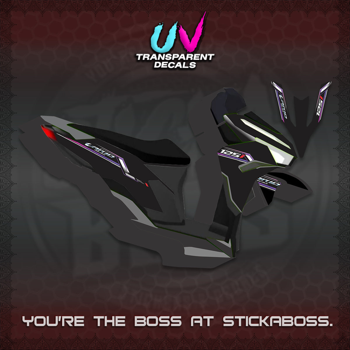 CLICK V3 VARIO STRIPING UV TRANSPARENT DECALS (2026 SPORTS RACE DESIGN) STICKER KITS BY STICKABOSS