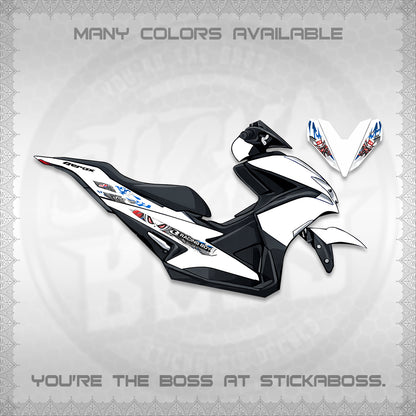 AEROX 155 V1 FOR WHITE DECALS (2026 NEW RCB 2.0 DESIGN) STICKER KITS BY STICKABOSS