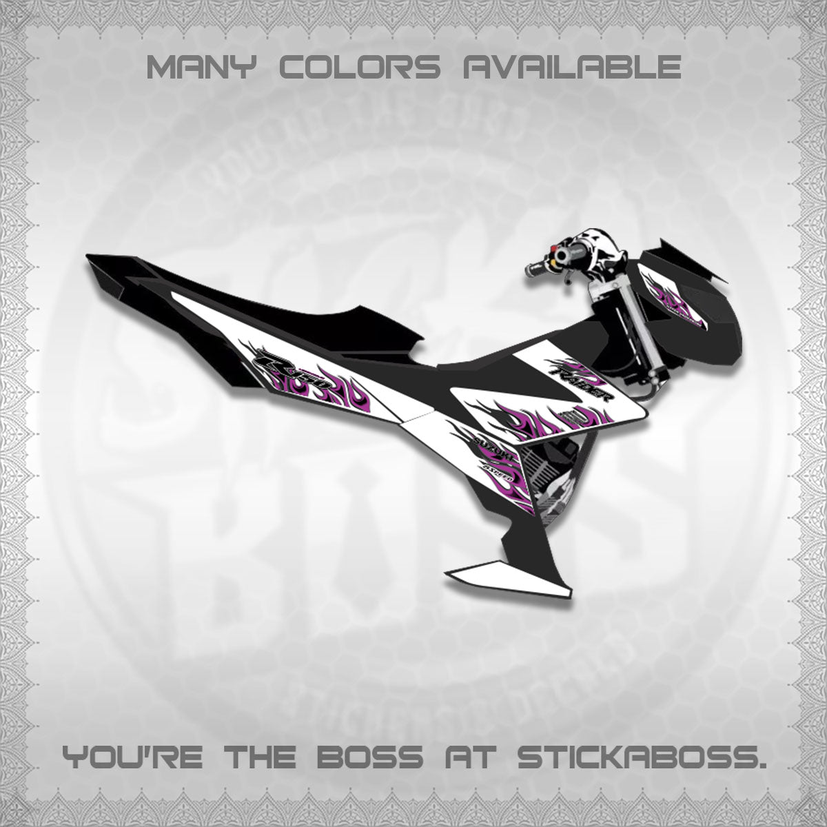 RAIDER 150 Fi FOR WHITE DECALS (API TERBARU VIRAL ELEGAN)STICKER DECALS BY STICKABOSS