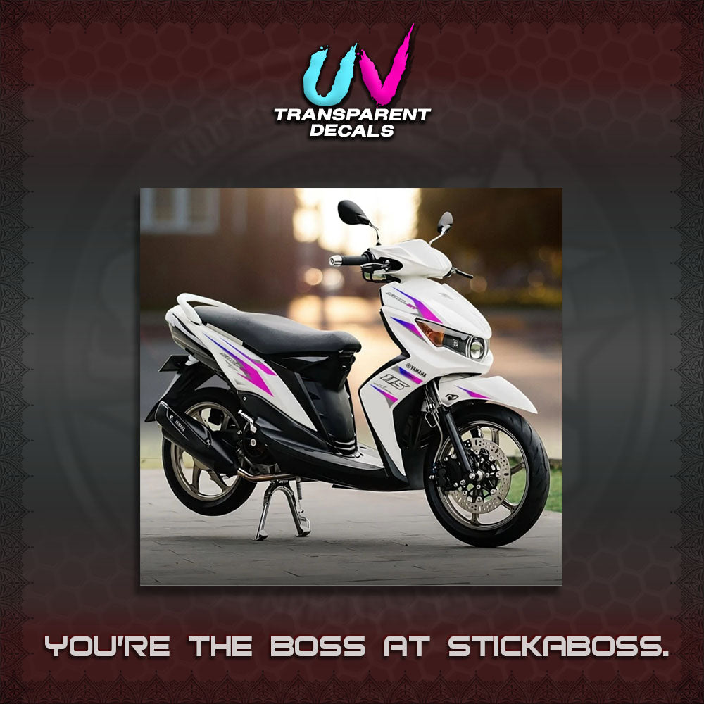 MIO SOUL I 115 GT INDO UV TRANSPARENT DECALS(0003 DESIGN)STICKER DECALS By STICKABOSS
