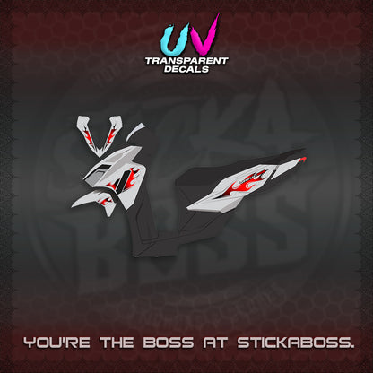 CLICK 125 V4 UV TRANSPARENT VARIO DECALS (2026 MOTIF FLAME 1 TONE)STICKER DECALS By STICKABOSS