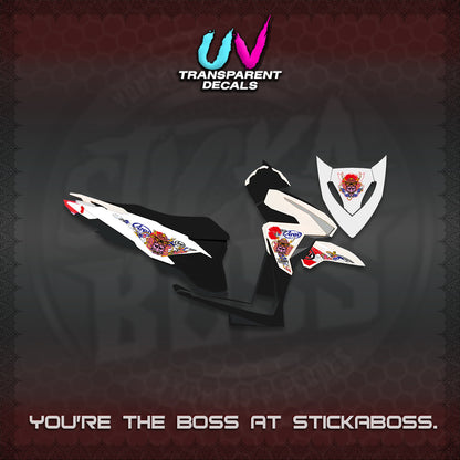 CLICK 125 V1 VARIO UV TRANSPARENT DECALS (2026 NEW SAMURAI MOTIF) STICKER KITS BY STICKABOSS