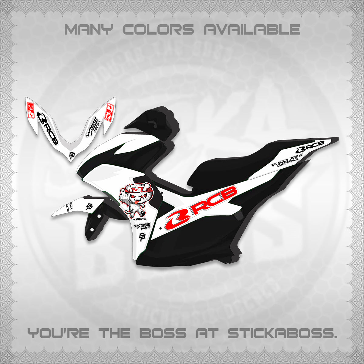 AEROX V2 FOR WHITE DECALS (2026 RACE ZOMBIE DESIGN) STICKER DECALS By STICKABOSS