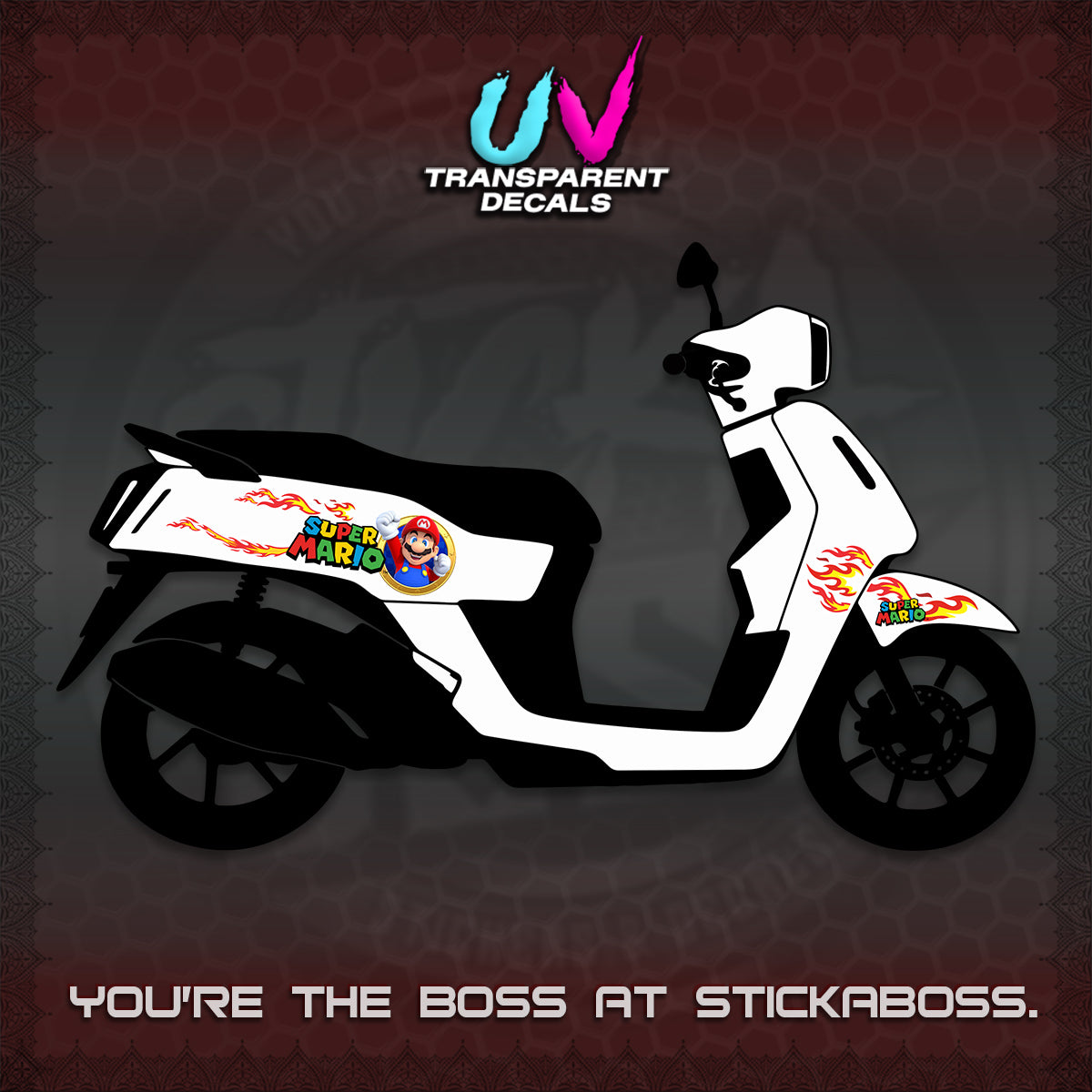 FAZZIO UV TRANSPARENT DECALS (FLAMES 02 SUPER-M MOTIF) STICKER KITS BY STICKABOSS