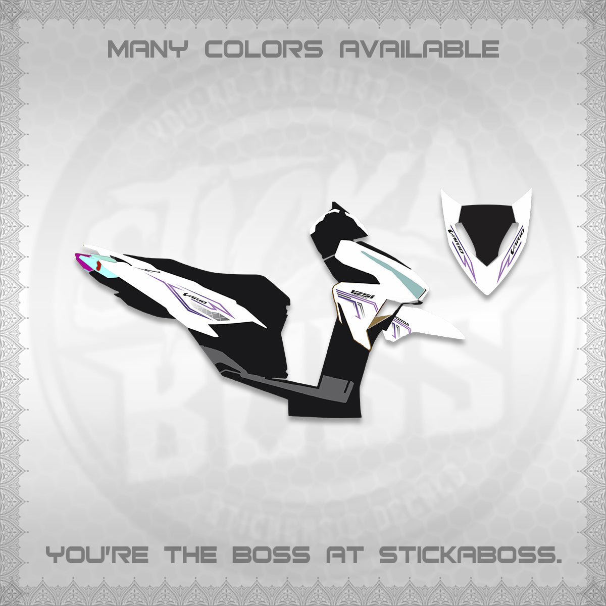 CLICK V1 VARIO DECALS FOR WHITE (2 TONE STRIPES 2026) STICKER DECALS By STICKABOSS
