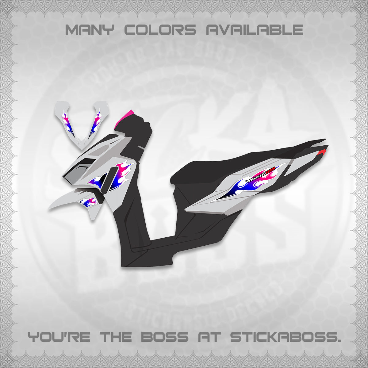 CLICK 125 V4 FOR WHITE VARIO DECALS (2026 MOTIF FLAME 2 TONE)STICKER DECALS By STICKABOSS