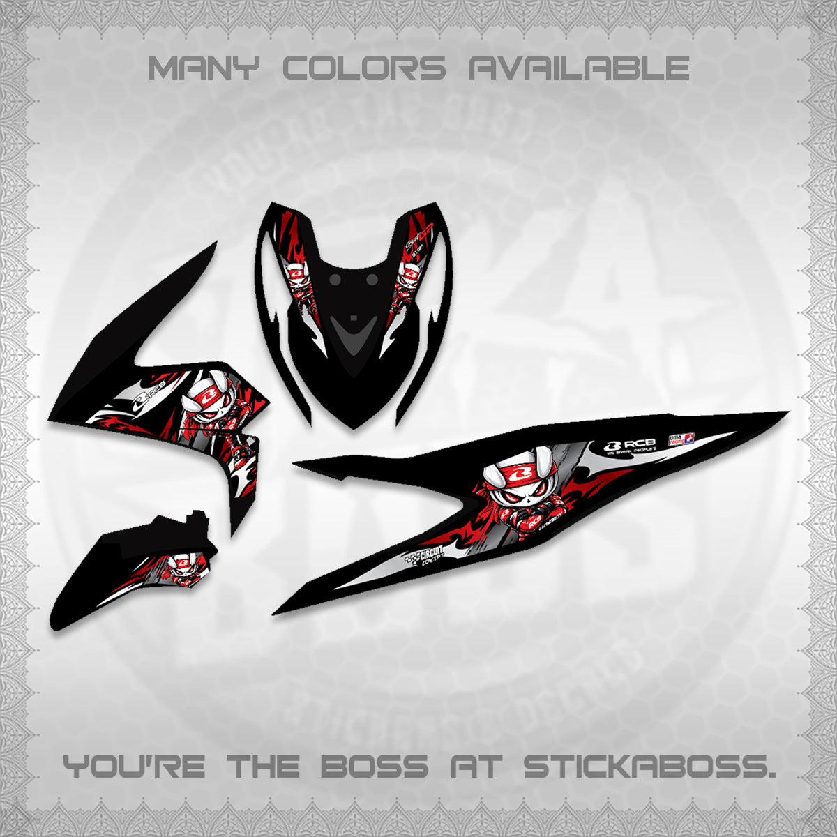 BEAT FI V3 FOR WHITE DECALS (2026 NEW RCB 2.0 DESIGN) STICKER KITS BY STICKABOSS