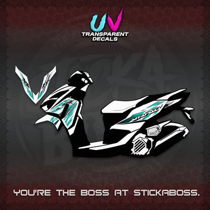 CLICK 125 V4 VARIO UV TRANSPARENT DECALS (2026 BLACK STAR DESIGN) STICKER DECALS By STICKABOSS