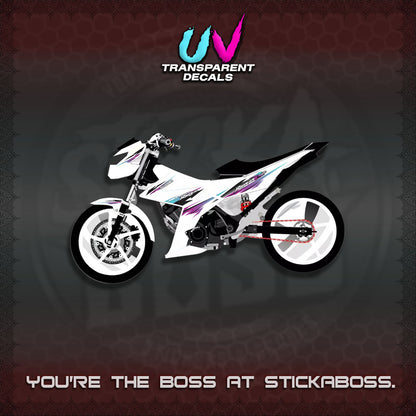 【PREMIUM UV PRINT】TRANSPARENT RAIDER 150 FI SATRIA  DECALS (MINIMALIST 0016 DESIGN)By STICKABOSS