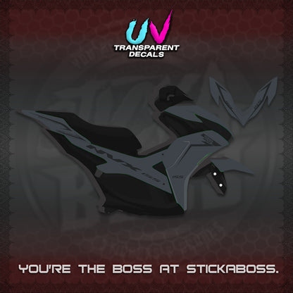 AEROX 155 V2 UV TRANSPARENT STRIPING DECALS (2022 NVX 1-TONE) STICKER KITS BY STICKABOSS
