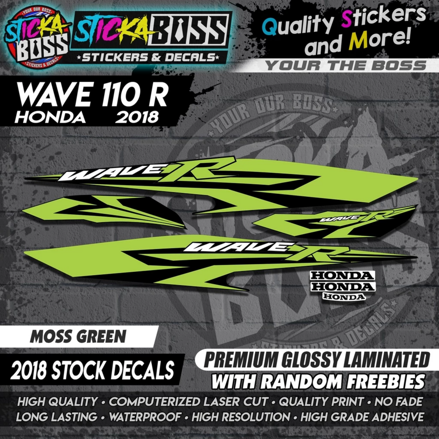 Wave 110 R (2018 Stock Decals)【PREMIUM GLOSSY LAMINATED】