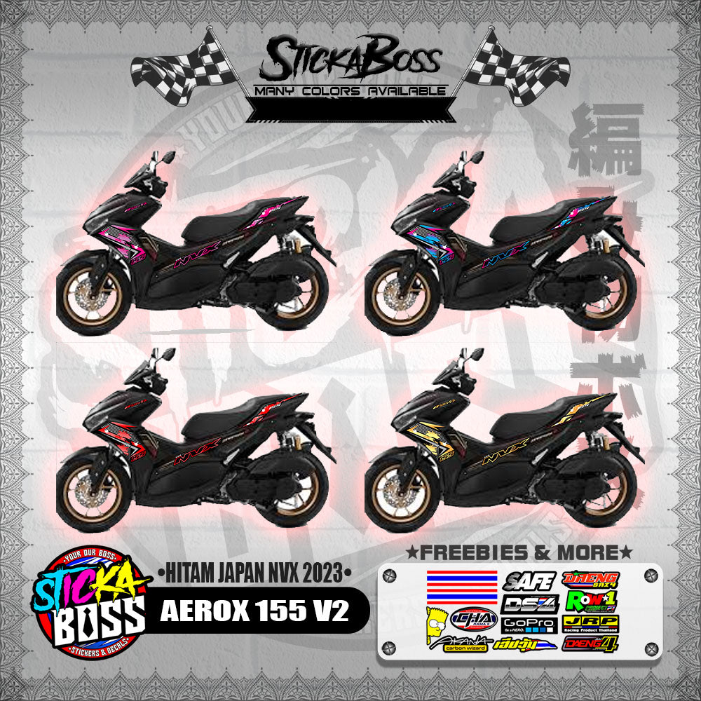 AEROX 155 V2 DECALS ( HITAM JAPAN NVX 2023 )【WITH FREEBIES】