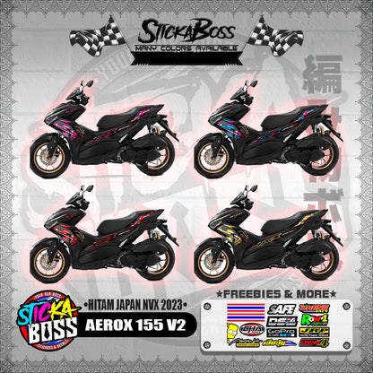 AEROX 155 V2 DECALS ( HITAM JAPAN NVX 2023 )【WITH FREEBIES】