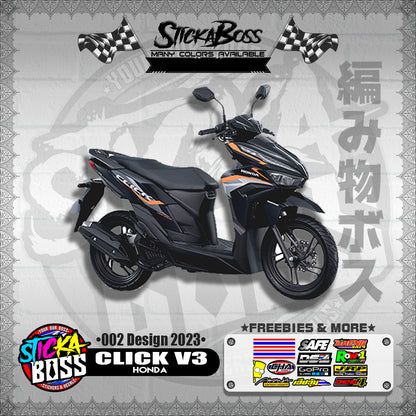 CLICK 125 / 150 V3 DECALS ( 002 DESIGN 2023 )【WITH FREEBIES】