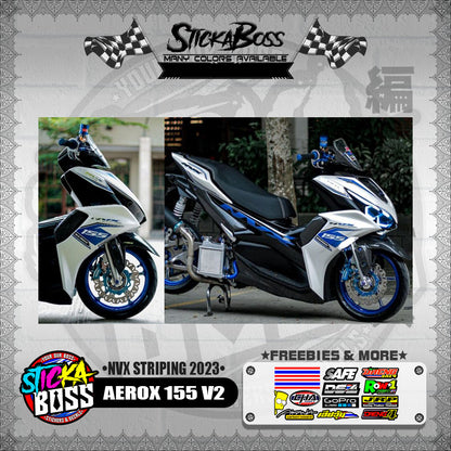 AEROX 155 V2 DECALS ( NVX STRIPING 2023 )【WITH FREEBIES】
