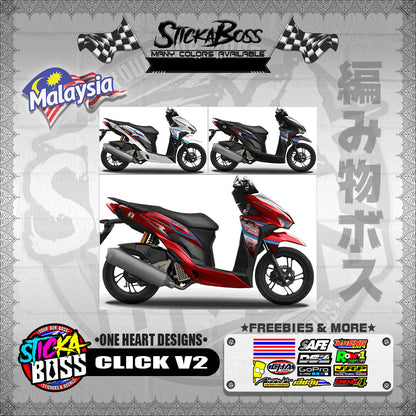 CLICK 150 / 125 / 150i / 125i V2 MALAYSIAN DECALS ( ONE HEART DESIGNS )【WITH FREEBIES】